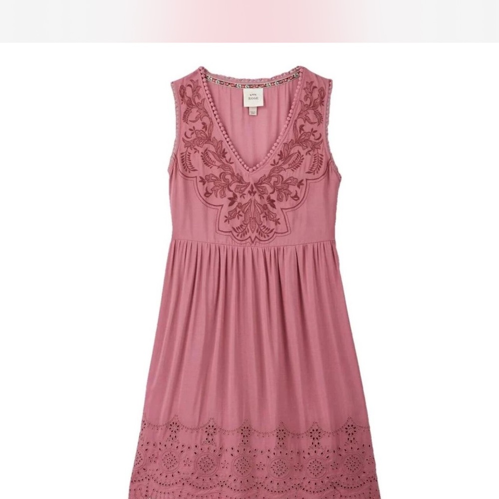 Knox Rose Pink Embroidered boho dress